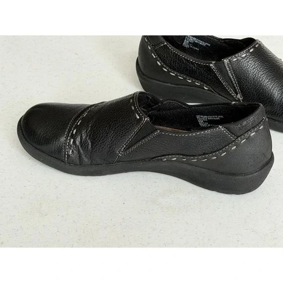 Earth Origins Black Leather Loafers Leona Size 8 M Slip-On Flats Shoes - Picture 7 of 14